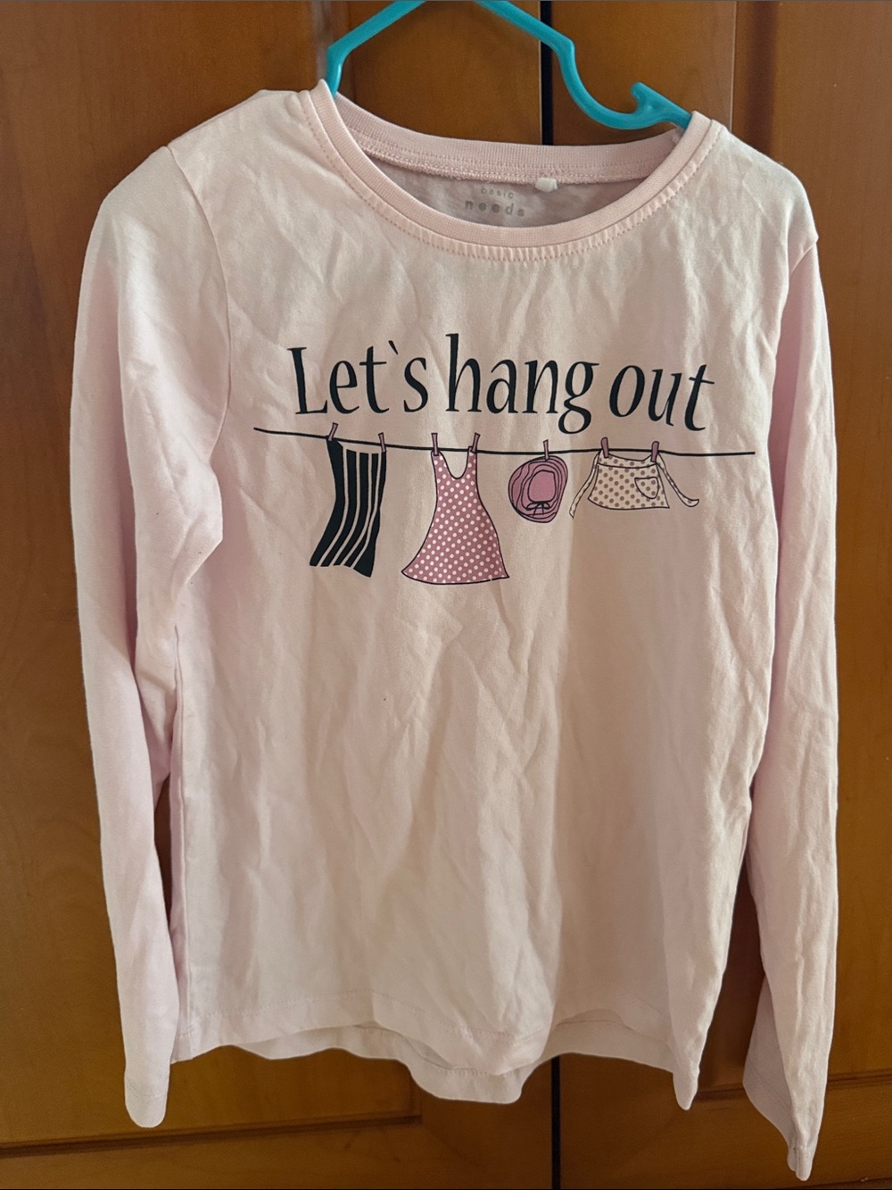 Kids 'Let's Hang Out' Long Sleeve Top - Light Pink (7-8Y)